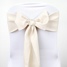 10 Beige Polyester CHAIR SASHES Ties Bows Wedding Party Ceremony Decorations