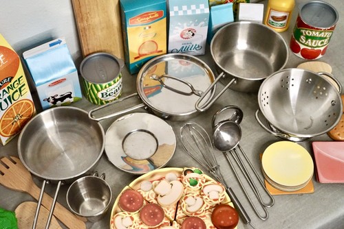 Gran Lote 37 Juego Cocina Acero Ollas Sartenes Utensilios Despensa Comida Melissa & Doug Mezcla - Imagen 6 de 7