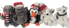 5 Coca Cola Lot Beanie Bag Plush 1997 Seal Santa Hat Penguin Polar Bears Bottle