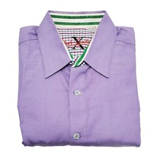 Robert Graham Solid Purple Pattern Men's Dress Shirt 16.5-34" Size Large