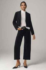 Anthropologie Maeve The Colette Cropped Wide-Leg Velvet Pants Size 33 NWT Black