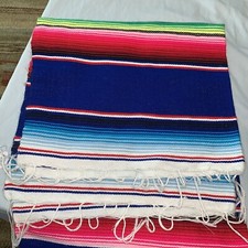 Beautifully Colored Mexican Sarape Mexican Blanket Throw 52 X 24