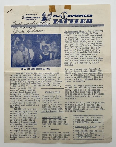 Jackie Robinson " Best Wishes " Signed 1955 News Article AUTO JSA LOA