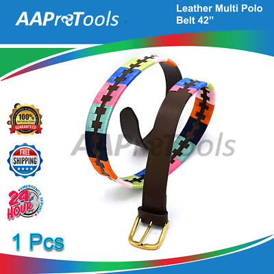 AAProTools: Leather Multi Polo Belt Multi Coloured 42'' Clothing, Shoes & Jewelry
