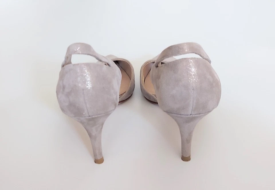 Pelle Moda Vero Cuoio Feminino EUA 7.5 Couro Camurça Falso Salto Brilhante - Imagem 4 de 4