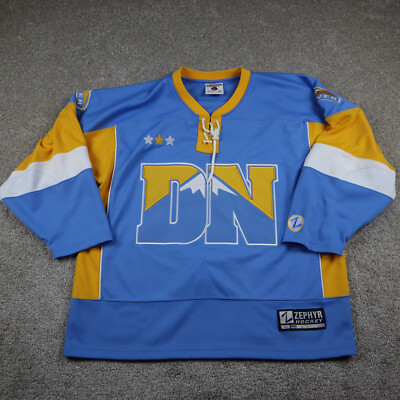 VINTAGE Dever Nuggets Jeresy Mens Medium Blue Yellow Zephyr Hocky NBA Basketball