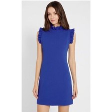Alice + Olivia NWT 'Elsa' Ruffle Collar Mini Dress in 'Ultramarine' Blue Size 4