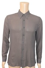 Gianni Versace Medusa Button Long Sleeve Silk Shirt size 46 Gray Men's