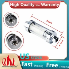 9706 Chrome Fuel Filter Gas Glass Petrol Diesel Inline Tube 5/16in Inlet Fitting