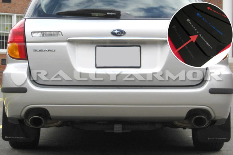 Juego de 4 guardabarros negros Rally Armor con logotipo plateado para Subaru Legacy 2005-2009 Foto 2 de 3