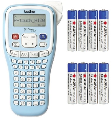 BROTHER Beschriftungsgerät P-touch PT-H100LB Schriftband TZ 3.5 6 9 12 + 8 x AAA