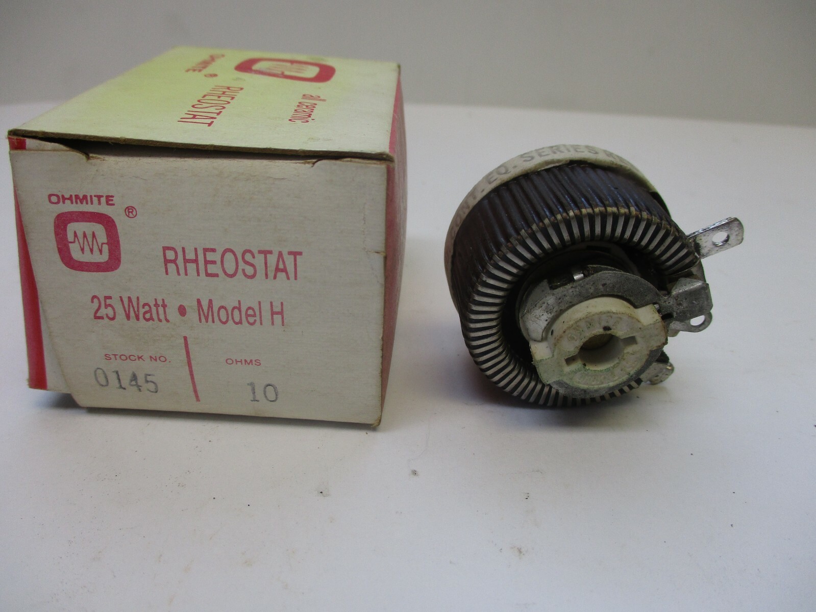 Ohmite Rheostat 10 Ohm 25 Watt Model H Stock No. 0145 for sale online