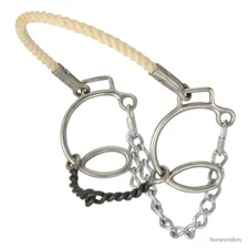 Snaffle Bit - 5 1/2" Twisted Sweet Iron-Rope Noseband-3" Cheek -Stainless Steel