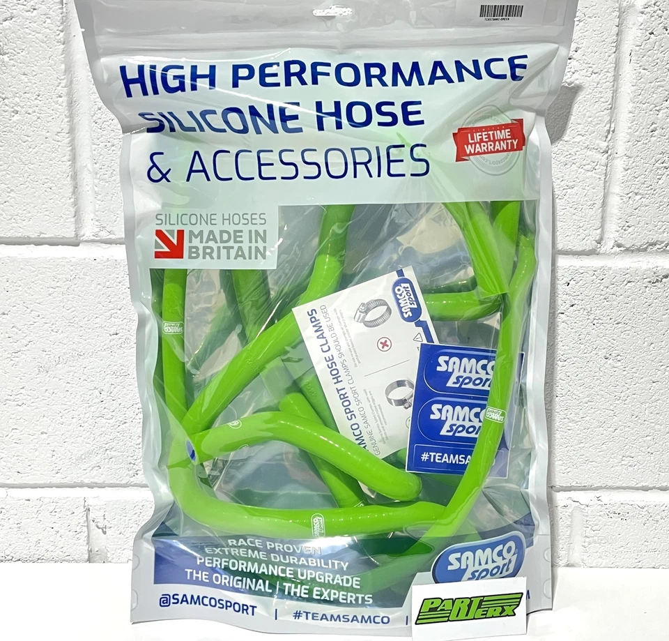 Mangueras de refrigerante auxiliares Samco Sport verdes recién hechas para Ford Fiesta XR2 MK2 Foto 2 de 4