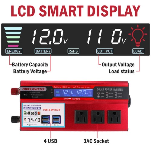 4000W/6000W Peak Power Inverter Car Vehicle Watt DC 12V 24V to AC 110V Converter - Picture 18 of 33