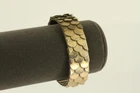 VINTAGE Costume Jewelry DUNBY SCALARE Scale Gold Tone Metal Cuff Bracelet 20MM