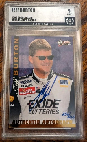 Jeff Burton Autographed Racing card 50/265 1996 Score Board 100919DBCD