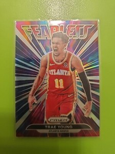 Trae Young 2021-22 Panini Prizm Fearless Silver Prizm Insert Card Atlanta Hawks 