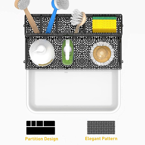 Kitchen Sink Caddy Organizer, Rustproof Non-Slip Soap Dish Dispenser Brush, Spon - Picture 6 of 12
