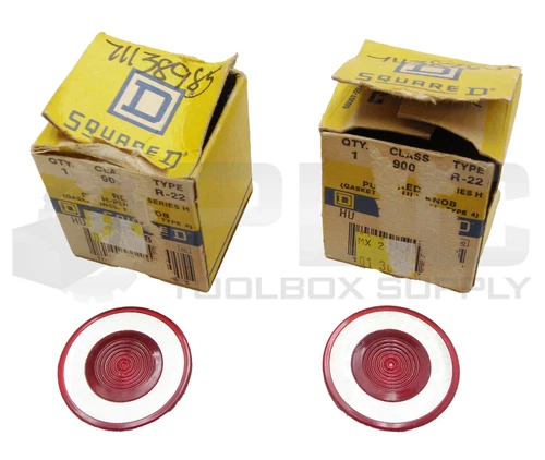 LOT OF 2 NEW SQUARE D 9001 R-22 SER H RED REPLACEMENT PUSH/PULL KNOB 9001R-22