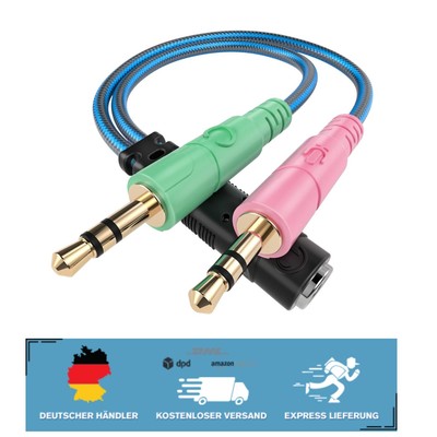 ENVEL 3,5 mm Audio Splitter - 4-poliger Klinkenadapter für PC und Smartphone