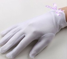 Girl Children Party Fancy Dance Prom Ball Costume Opera SHORT White Gloves 7-14Y