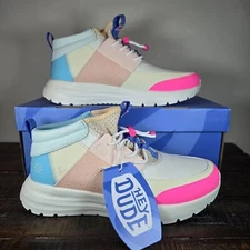 Hey Dude Sirocco Mid Colorblock Womens Size 7 Trail Walking Shoes Cream Multi