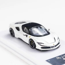 MJ 1/64 Scale Ferrari SF90 Spider White Diecast Car Model Toy Collection Gift