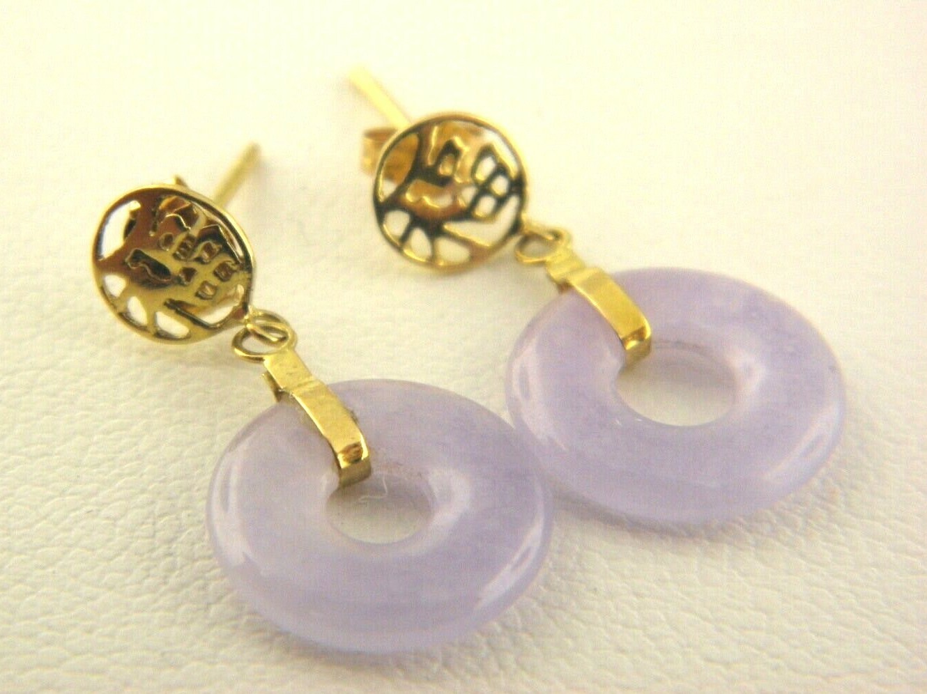 Purple Violet Chalcedony Dangle Disc Drop Earring… - image 3