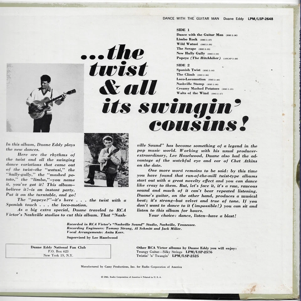 DUANE EDDY dance with the guitar man U.S. RCA LP_original 1962 NEAR MINT vinyl - Image 4 of 4