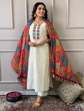 Beautiful Women's Tunic Kurti Set Bollywood Indian cotton schiffle chikankari