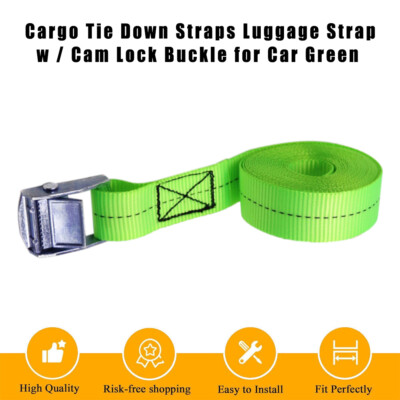 1pcs Cargo Tie Down Straps Luggage Strap w/ Cam Lock Buckle for Car Green