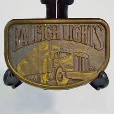 Raleigh Lights Vintage Trucker Buckle Big Rig Truck Belt Buckle JJ Brass