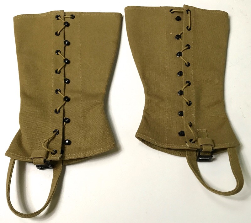  WWI US M1917 INFANTRY FIELD LEGGINGS, KHAKI OD#9 CANVAS-MEDIUM 2R