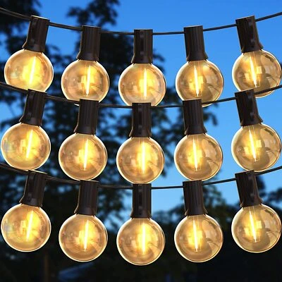 BRIMAX 50FT Festoon String Lights Outdoor Garden Globe 46+4 LED G40 Bulbs Mains Powered