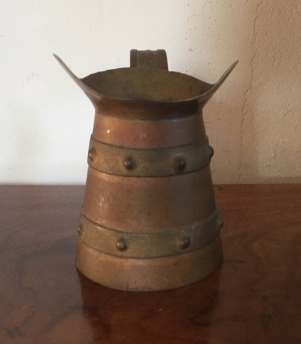 Antique 19th c. Aesthetic Mission Copper Brass Bound Jug Pitcher Arts & Crafts - Picture 9 of 12