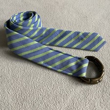 J Crew 100 Cotton Belt D-Ring Striped Blue Green Unisex Small Medium