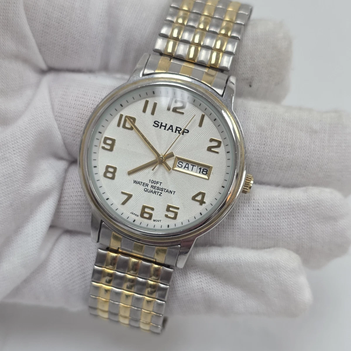 Vintage Sharp Quartz Silver Tone Date White Dial Watch 287515 36mm Sharp Quartz Watch - Etsy main image 2