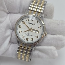 Vintage Sharp Watch Mens Two Tone Day Date SHP5205 Unique Dial New Battery