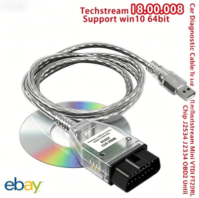New：Car Diagnostic Cable（Techstream Mini Vci FTDI FT232RL Chip J2534 OBD2 Until）