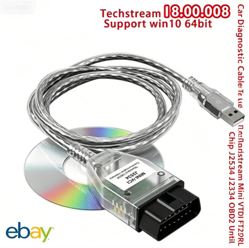 New：Car Diagnostic Cable（Techstream Mini Vci FTDI FT232RL Chip J2534 OBD2 Until）
