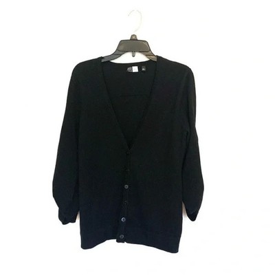 Saks Fifth Avenue Threads 100% Merino Wool Button Front Cardigan Sweater Size L