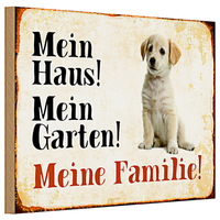 Holzschild Labrador 30X20Cm Mein Haus Mein Garten Familie