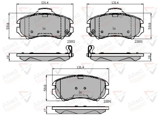 Brake Pad Set For Disc Front Fits Hyundai Coupe Kia ALLIED NIPPON ADB31774