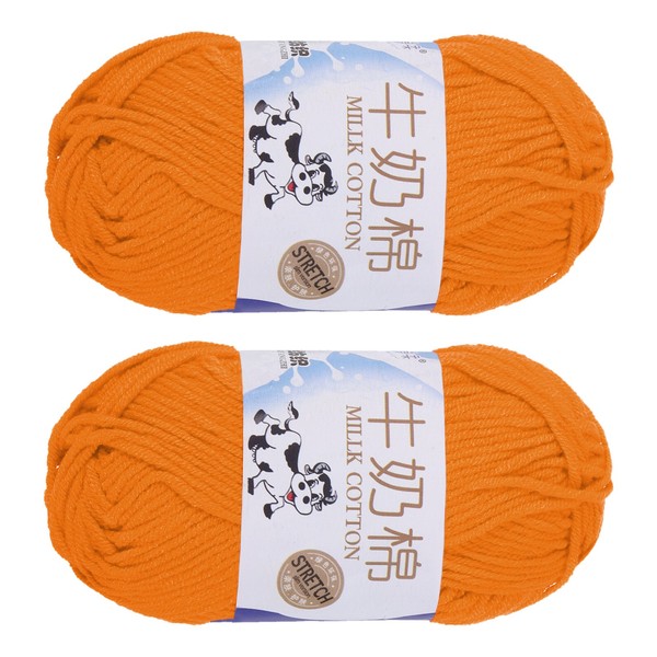 2PCS HäKelgarn, Orange 5-Fach Acrylgarn 100G, 197 Yards FüR Crocheting-image