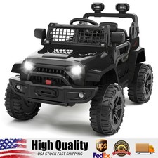 Kids Truck Electric Ride-on Truck Toy Black for Toddlers with Remote Control 12V