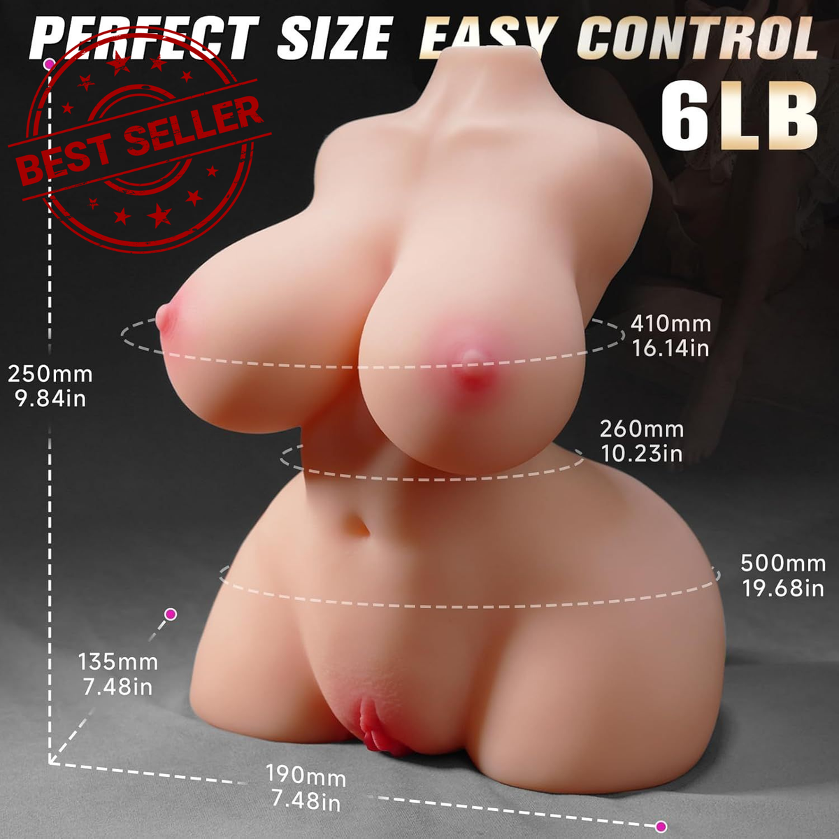 BIG SHOCKED Sex Doll Torso Male Toy with Bouncing Jiggly Boobs & 6 Pound