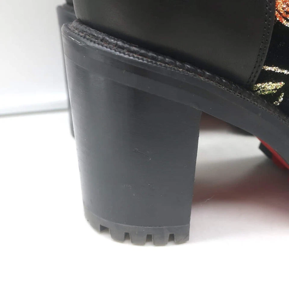 Christian Louboutin Croc Spike Botas Tachonadas Bordadas Florales Negras Talla 37.5 Foto 3 de 4