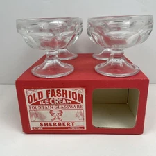 Old Fashion Ice Cream Fountain  Glassware Sherbert dishes 4PK The Zeroll vintage