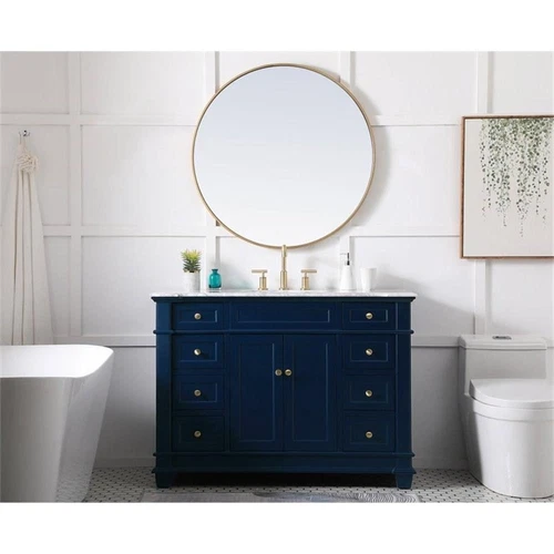 Elegant Decor Wesley 48" Steel and Solid Wood Single Bathroom Vanity Set in Blue - Picture 6 of 8